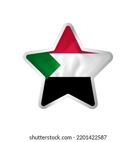 Sudan flag in star. Button star and flag template. Easy editing and vector in groups. National flag vector illustration on white background.