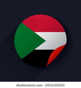 Sudan Flag Sticker Vector Illustration