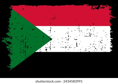 Sudan flag - vector flag with stylish scratch effect and black grunge frame.