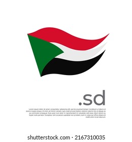Sudan flag. Vector stylized design sudanese national poster on a white background. Flag painted with abstract brush strokes with sd domain, place for text. State patriotic banner of sudan, cover
