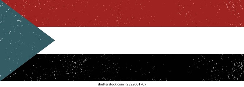 Banner vintage de bandera de Sudán, diseño vectorial