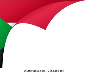 Onda de bandera de Sudán aislada en png o Ilustración vectorial de fondo transparente.