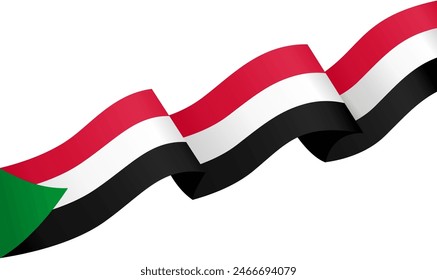 Sudan flag wave isolated on png or transparent background vector illustration.