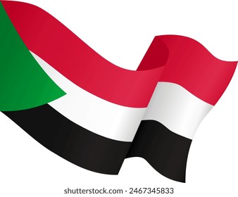 Sudan flag wave isolated on png or transparent background vector illustration.