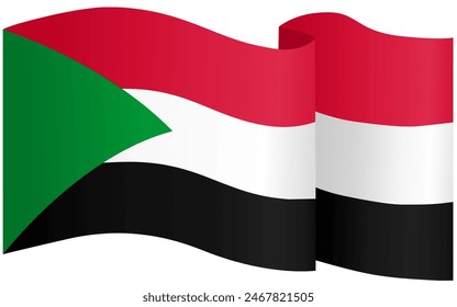 Sudan flag wave isolated on png or transparent background vector illustration.