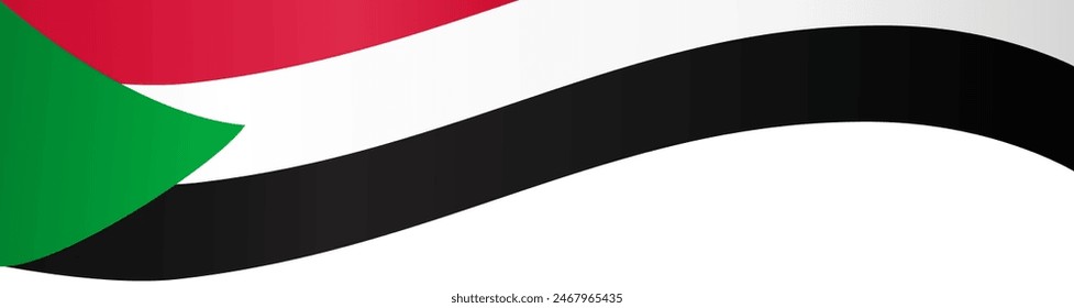 Onda de bandera de Sudán aislada en png o Ilustración vectorial de fondo transparente.