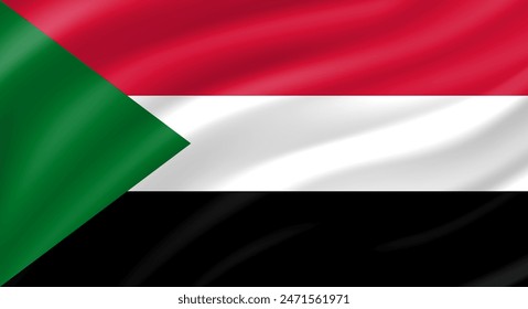 Sudan flag waving. Background. Vector