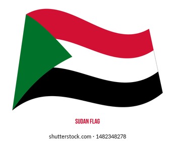 Sudan Flag Waving Vector Illustration on White Background. Sudan National Flag.