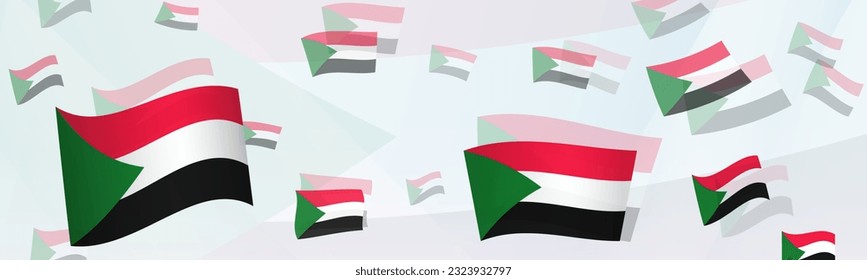 Sudan flag-themed abstract design on a banner. Abstract background design with National flags. Vector illustration.
