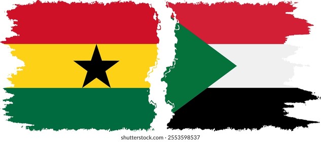 Sudan and Ghana grunge flags connection, vector