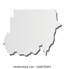 Sudan - grey 3d-like silhouette map of country area with dropped shadow. Simple flat vector illustration.