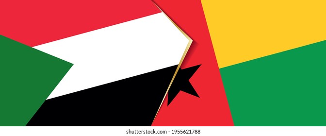 Sudan and Guinea-Bissau flags, two vector flags symbol of relationship or confrontation.