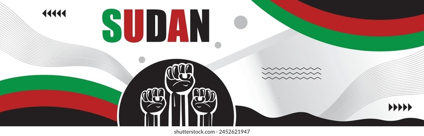 Sudan Happy independence day vector illustration.creative independence day banner with raising hand. Poster, card, banner, template, for Celebrate annual..eps