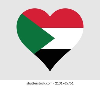 Sudan Heart Flag. Sudanese Love Shape Country Nation National Flag. Republic of the Sudan Banner Icon Sign Symbol. EPS Vector Illustration.