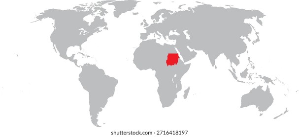 Sudán destacado en el diseño del Vector del mapa mundial