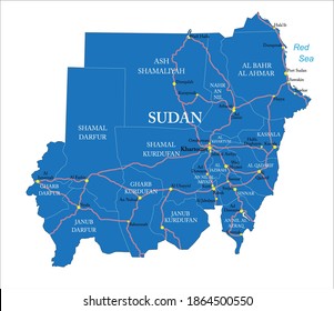 Sudan highly detailed vector map 