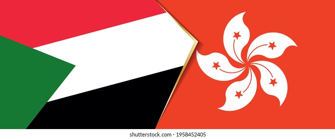 Sudan and Hong Kong flags, two vector flags symbol of relationship or confrontation.