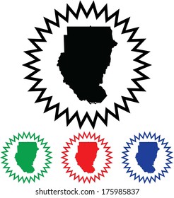 Sudan Icon Illustration with Four Color Variations