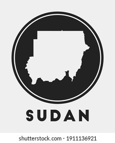 Sudan icon. Round logo with country map and title. Stylish Sudan badge with map. Vector illustration.