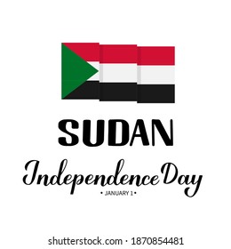 Sudan Independence Day. National holiday celebrate on January 1. Easy to edit vector template for typography poster banner, flyer, sticker, greeting card, postcard, etc.