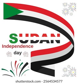 Sudan Independence Day on January 1st with Flags and Sudanese National Holiday in Flat Cartoon Background Hand Drawn Templates Illustration, celebration elements and vector logo design.