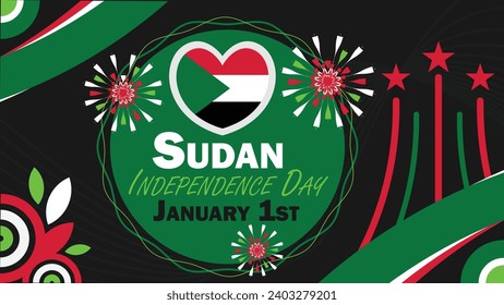 Sudan Independence Day Vektorbanner-Design. Happy Sudan Independence Day moderne minimale grafische Poster-Illustration.