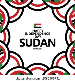 Sudan independence day vector template with its national flags shaped like a ribbon. African country public holiday.
