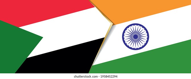 Sudan and India flags, two vector flags symbol of relationship or confrontation.