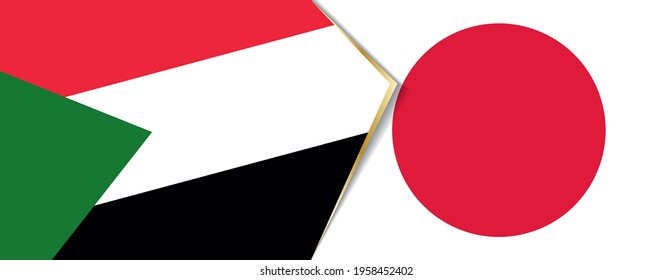 Sudan und Japan Flaggen, zwei Vektorflaggen Symbol für Beziehung oder Konfrontation.