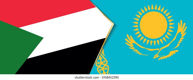 Sudan and Kazakhstan flags, two vector flags symbol of relationship or confrontation.