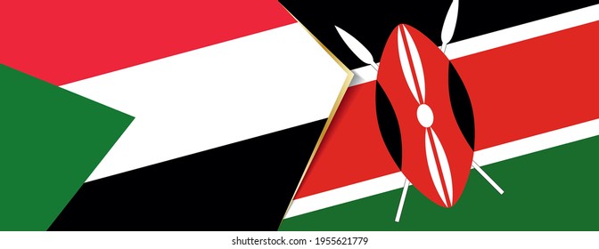 Sudan and Kenya flags, two vector flags symbol of relationship or confrontation.
