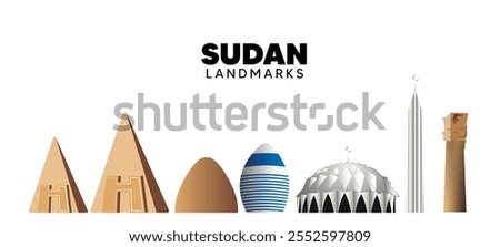 Sudan landmarks vector on white isolated 