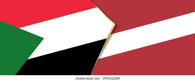 Sudan und Lettland Flaggen, zwei Vektorflaggen Symbol für Beziehung oder Konfrontation.