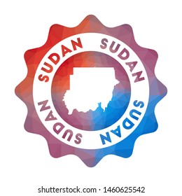 Sudan low poly logo. Colorful gradient travel logo of the country in geometric style. Multicolored polygonal Sudan rounded sign with map for your infographics.