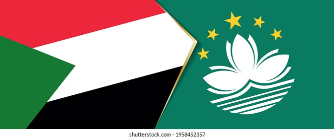 Sudan and Macau flags, two vector flags symbol of relationship or confrontation.