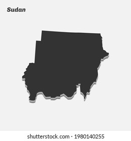 Sudan map 3d silhouette. Vector illustration.