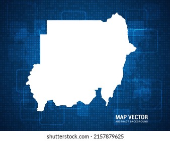 Sudan map with abstract blue background technology pixel board texture.