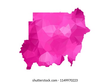 sudan Map - Abstract geometric rumpled triangular low poly style gradient graphic on white background , line dots polygonal design for your. Vector illustration
