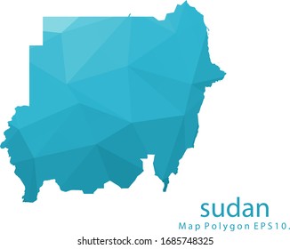 Sudan Map Abstract geometric rumpled triangular low poly style gradient graphic on white background
