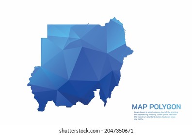 Sudan Map Abstract geometric rumpled triangular low poly style gradient graphic on white background