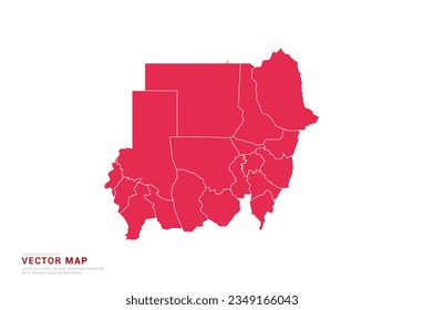 Sudan Map - abstract style red isolated on white background for infographic, design vector.