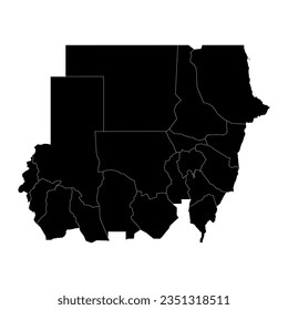 Sudan-Karte mit Verwaltungsabteilungen. Vektorgrafik.