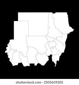 Sudan map with administrative divisions. Vector illustration.