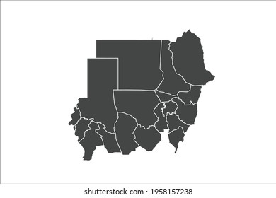  Sudan Map black Color on White Backgound