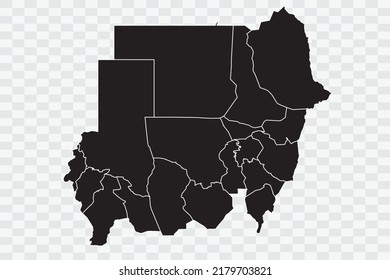 Sudan Map black Color on White Backgound quality files Png 