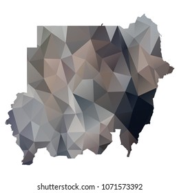 sudan map - Black, grey, geometric rumpled low poly style gradient graphic background, polygonal design for your. Vector illustration eps 10.