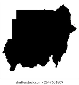 Sudan Map - black World Map International vector template with High detailed isolated on white background - Vector