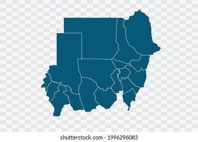 Sudan Map blue Color on Backgound png