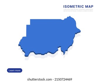 Sudan map blue isolated on white background with 3d isometric vector illustration.