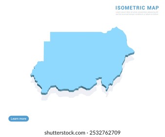 Sudan map blue on white background with isometric vector.